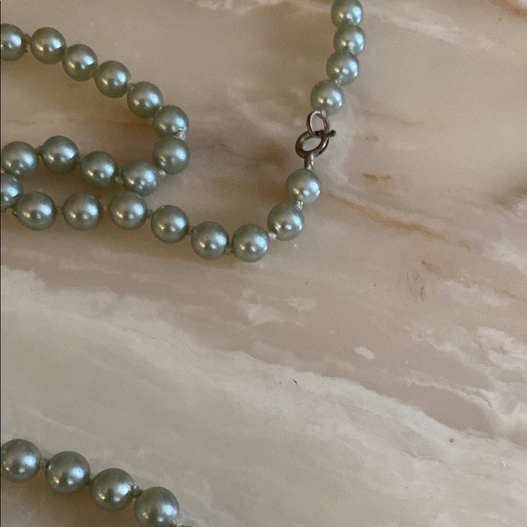 Vintage Teal Pearl Necklace - Picture 2 of 4